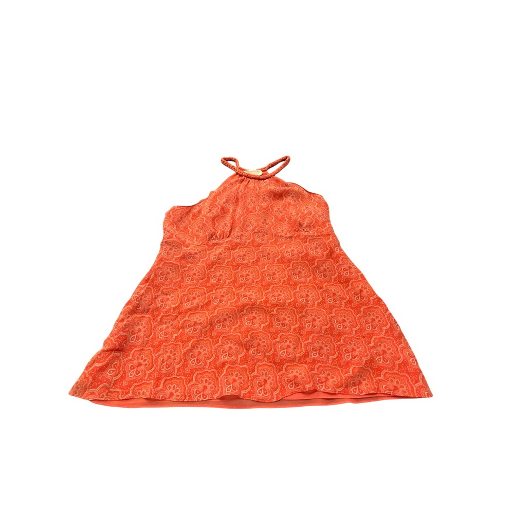 Michael Kors Womens Orange Paisley Braided Halter Keyhole Top Size 14